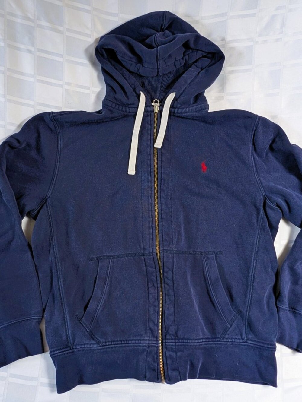 POLO BY RALPH LAUREN HOODIE HOODED BLUE SWEATER SIZE LARGE MEN'S ZIP UP FRONT